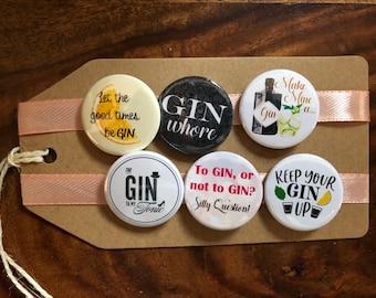 Gin - Button Pin Badge Set