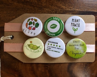 Vegan - Button Pin Badge Set