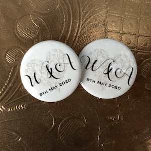 Wedding Initials Favour Pin Badges - Personalised