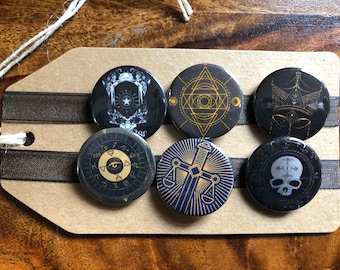 Tarot Reading Cards (Dark) - Button Pin Badge Set