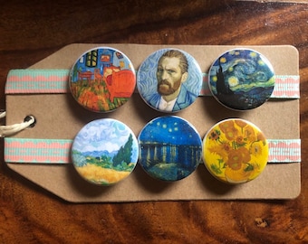 Van Gogh Art - Button Pin Badge Set