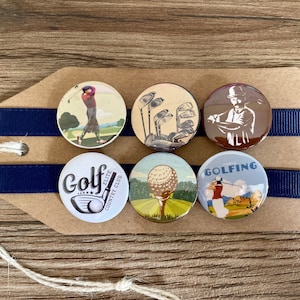Vintage Golf, Golf Lover, Golf Pro, Golfer - Button Pin Badge Set - Fathers Day, Birthday Gift