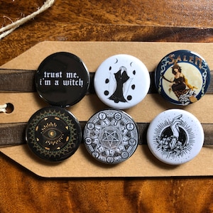 Witch, Witchcraft - Button Pin Badge Set