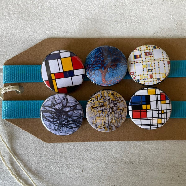 Mondrian Abstract Art - Button Pin Badge Set