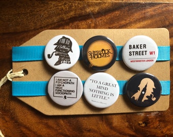 Sherlock Holmes Detective - Button Pin Badge Set