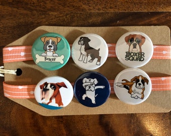 Boxer Dog - Button Pin Badge Set