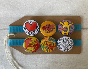 Haring Art - Button Pin Badge Set