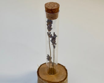 Test Tube Flower Vase with Stand and Dried Lavender Flowers Inside the Tube! Test Tube Vase Rack! Test Tube Flower Stand!