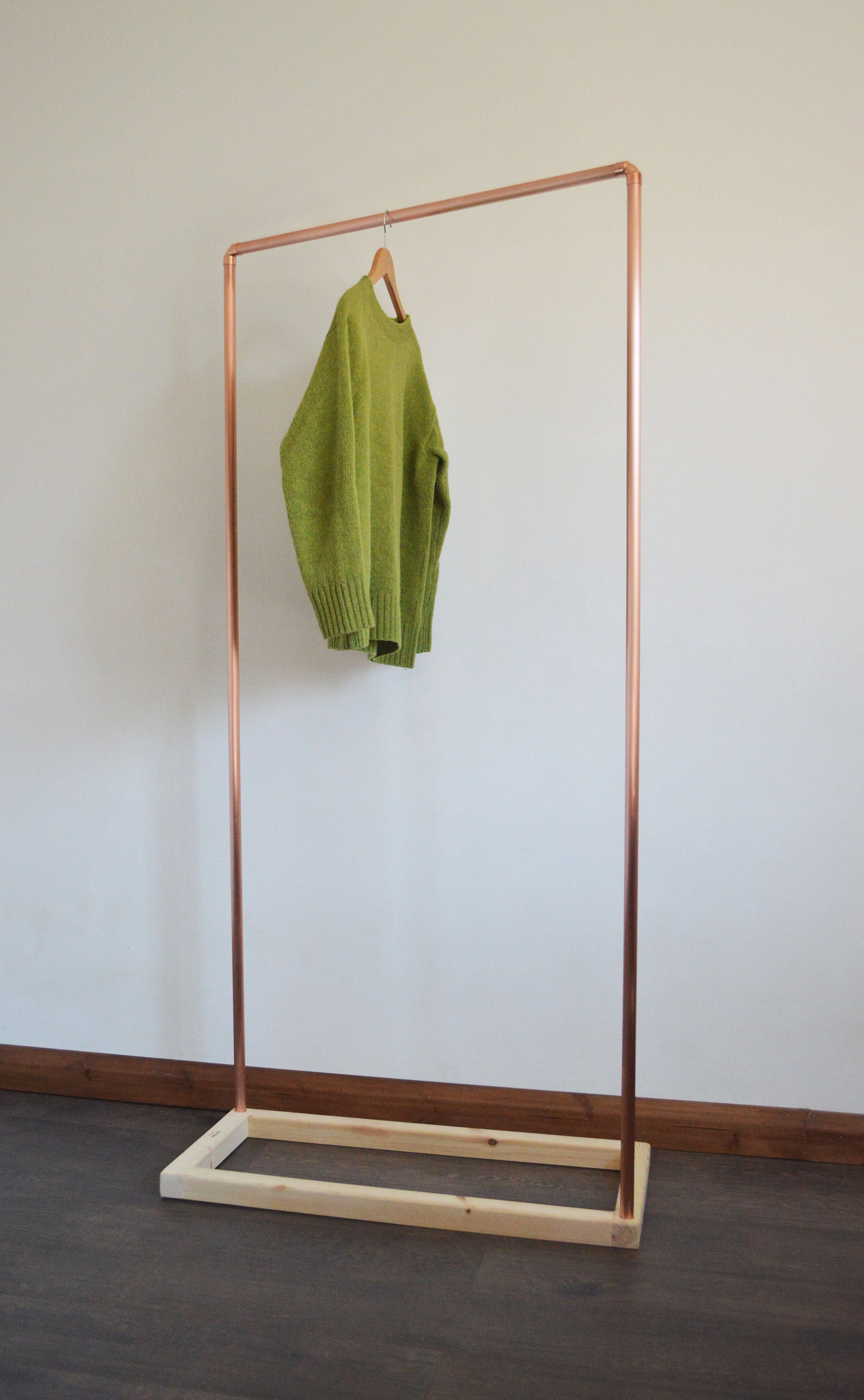 wooden clothing rack on Handmade Clothes Rail Copper Pipe Clothing Rack Industrial Etsy