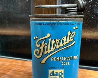 Vintage filtraat penetrerende olie ovale kan met schenktuit en olie
