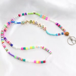 Custom name lanyard, bead teacher lanyard ,rainbow fun lanyard, special gift for teacher, badge necklace,badge holder, colorful lanyard