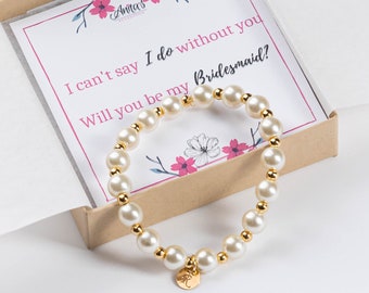 Will you be my bridesmaid pearl bracelet for woman, bridesmaid gift,monogram pearls bracelet for woman,gift for best friend,mindfulness gift
