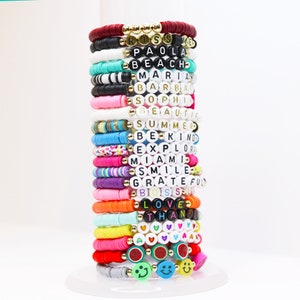 Custom bead name bracelet, rainbow bracelet, toddler bracelet, party gift favor for girls, colorful beach bracelet, waterproof fun bracelet