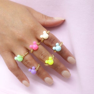 Perlen Disney Ring, bunte Mickey Ring, Geschenk für Disney, Disney Trip, Disney Suvenir 2022, Magisches Königreich Inspiration, pink Mickey Schmuck