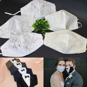 Bride and Groom cotton face mask with filter, bridesmaid mask, groom mask,face mask, set of wedding mask fashion desinger,reusable face mask