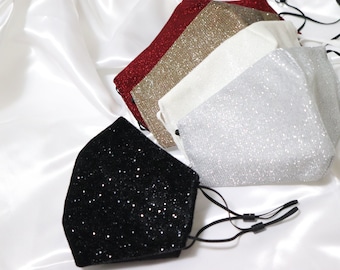 Glitter mask with filter, sequin face mask, sparkly face mask,reusable face mask, face mask with filter,washable face mask,adult mouth cover