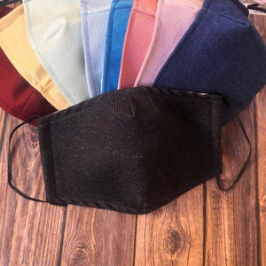 Washable face mask with filter, 100% cotton face mask, plain reusable face mask, washable face mask, protective face mask, adult mouth cover