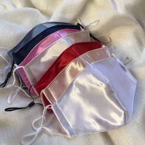 Silk face mask with filter, satin face mask,wedding face mask, holiday face mask, reusable face mask, mask for party, washable face mask