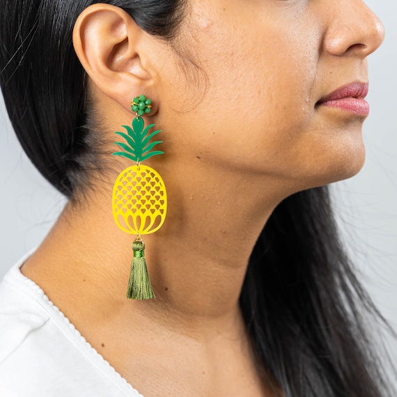 Pineapple tassel earrings outlet