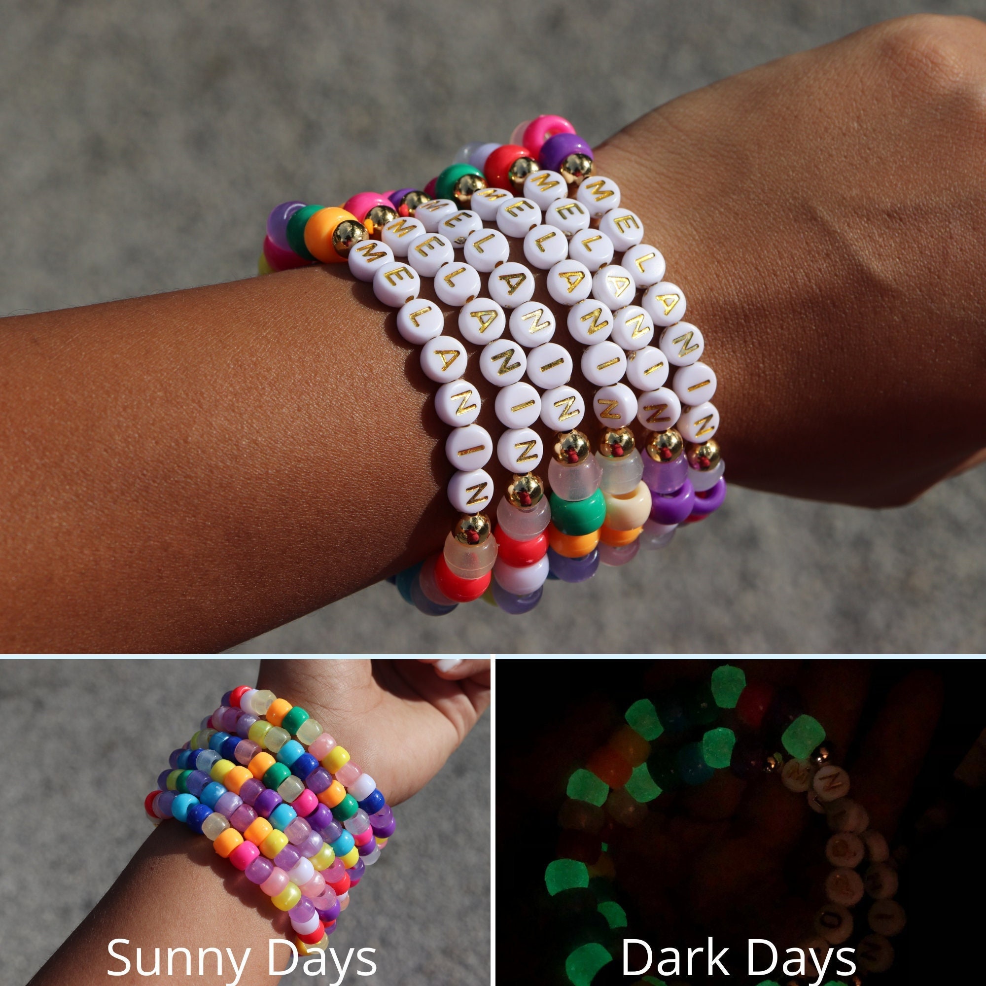 Multicolored Beaded Bracelet Colorful Beads Icon Initial Gift Bulk Beaded  Kids Women Womens 
