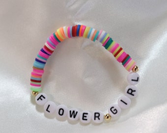 Custom bead name bracelet, rainbow bracelet, toddler bracelet, party gift favor for girls, colorful beach bracelet, waterproof fun bracelet