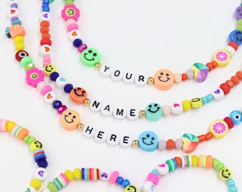 Custom bead name necklace, Christmas present necklace,fun bead,necklace with names,summer necklace,colorful necklace,rainbow woman necklace