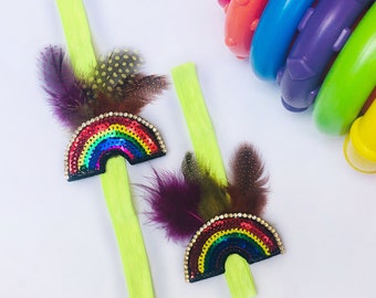 Mommy and me headbands, mom and baby headbands, feather headband, mother and daughter matching outfits, baby headbands nylon