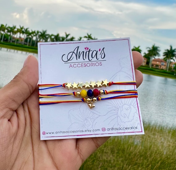 Venezuelan bracelet set, free Venezuela, Hasta el final,custom fit bracelet, patriotic heart bracelet,yellow blue and red,7 stars Vzla flag