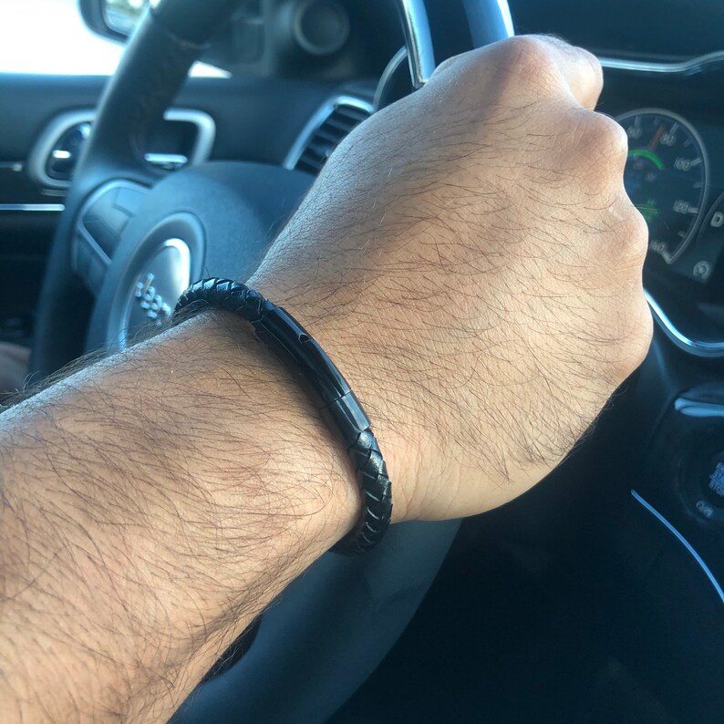 Men leather bracelet woven leather bracelet for men men leather and silver bracelet father son bracelet menbrown leather bracelet