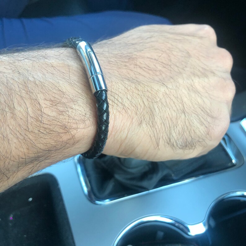 Men leather bracelet woven leather bracelet for men men leather and silver bracelet father son bracelet menbrown leather bracelet