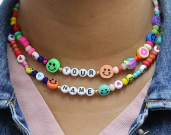 Custom bead name necklace, Christmas present necklace,fun bead,necklace with names,summer necklace,colorful necklace,rainbow woman necklace
