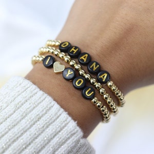 Custom gold bead name bracelet, camp friendship bracelet bead,little word project bracelet,rainbow fun bracelet,mom and daughter bracelet