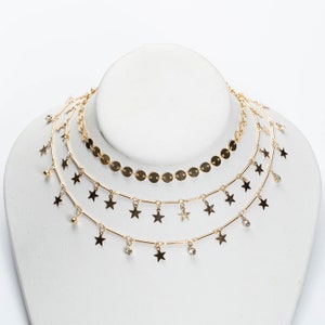 Gold plated star choker for woman, delicate gold choker necklace,gold choker set, gold star choker,gold filled choker,collar choker necklace