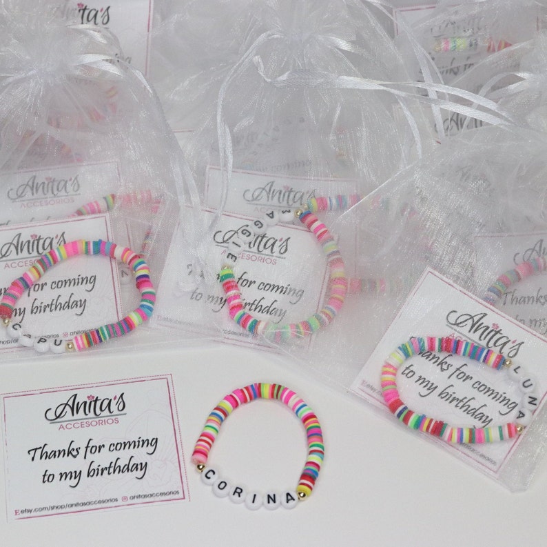 Custom Polymer Beaded Name Bracelet Party Gift Favor for Etsy