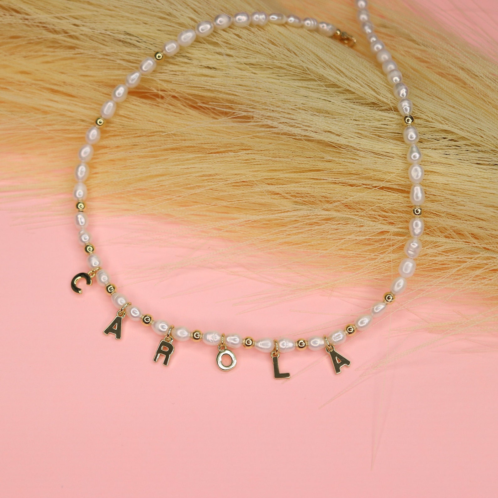 Custom Y2k Bead Name Necklace, Rainbow Necklace,fun Bead Necklace With