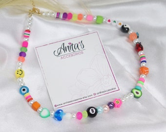 Custom bead name necklace,rainbow fun necklace,necklace with name,summer necklace,colorful bead necklace,trend necklace, necklace for woman