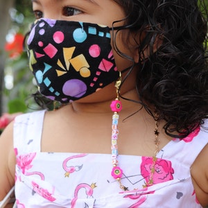 Personalize rainbow toddler mask landyard, girl mask lanyard, mask chain holder, mask holder straps, sunglass chain, flower girl sunglases image 5