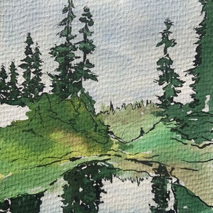 Reflection Pool Aquarelle Peinture, Pacifique Nord-Ouest
