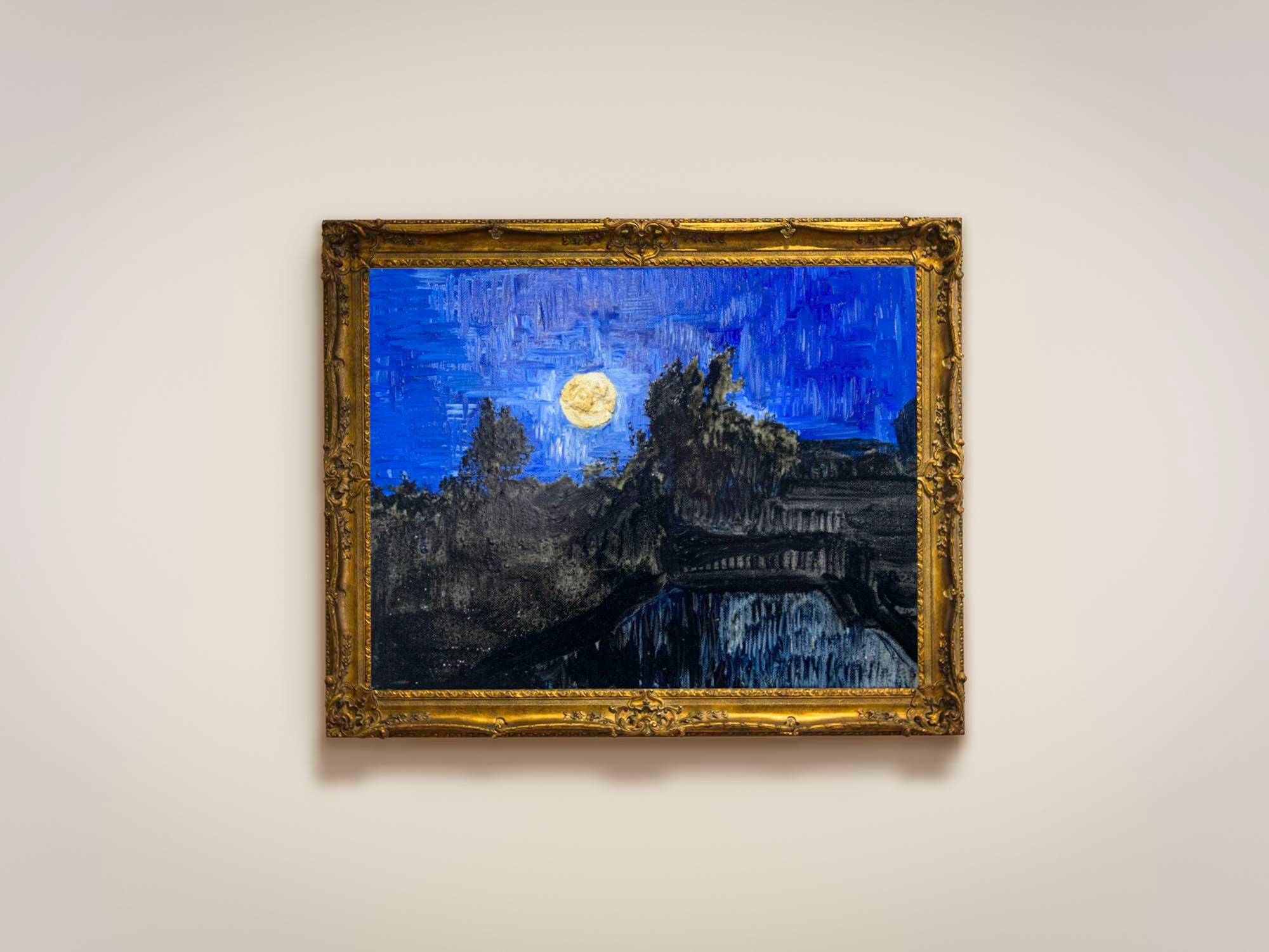 満月の夜空の絵画 - 抽象画、インパスト、印象派のゴッホ風 - Etsy 日本