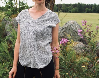 Damen Shirt "Laxå", Stoffmuster wählbar, Shirt mit angeschnittenen Ärmeln,  smalandkids