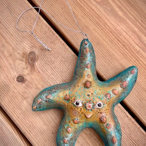Decorazione di cartapesta Smilin Fata Stella Marina, Stella Marina, Capodanno e Albero di Natale, unica nel suo genere