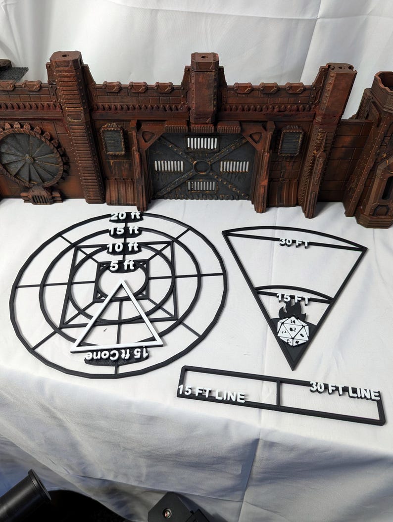 Spell area of effects markers and movement/distance measuring tools for use in tabletop games such as Dungeons and Dragons, or Pathfinder.