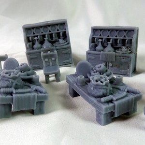 Bar/Cottage furniture set (Tavern, 28mm scale Dungeons and Dragons resin miniatures)