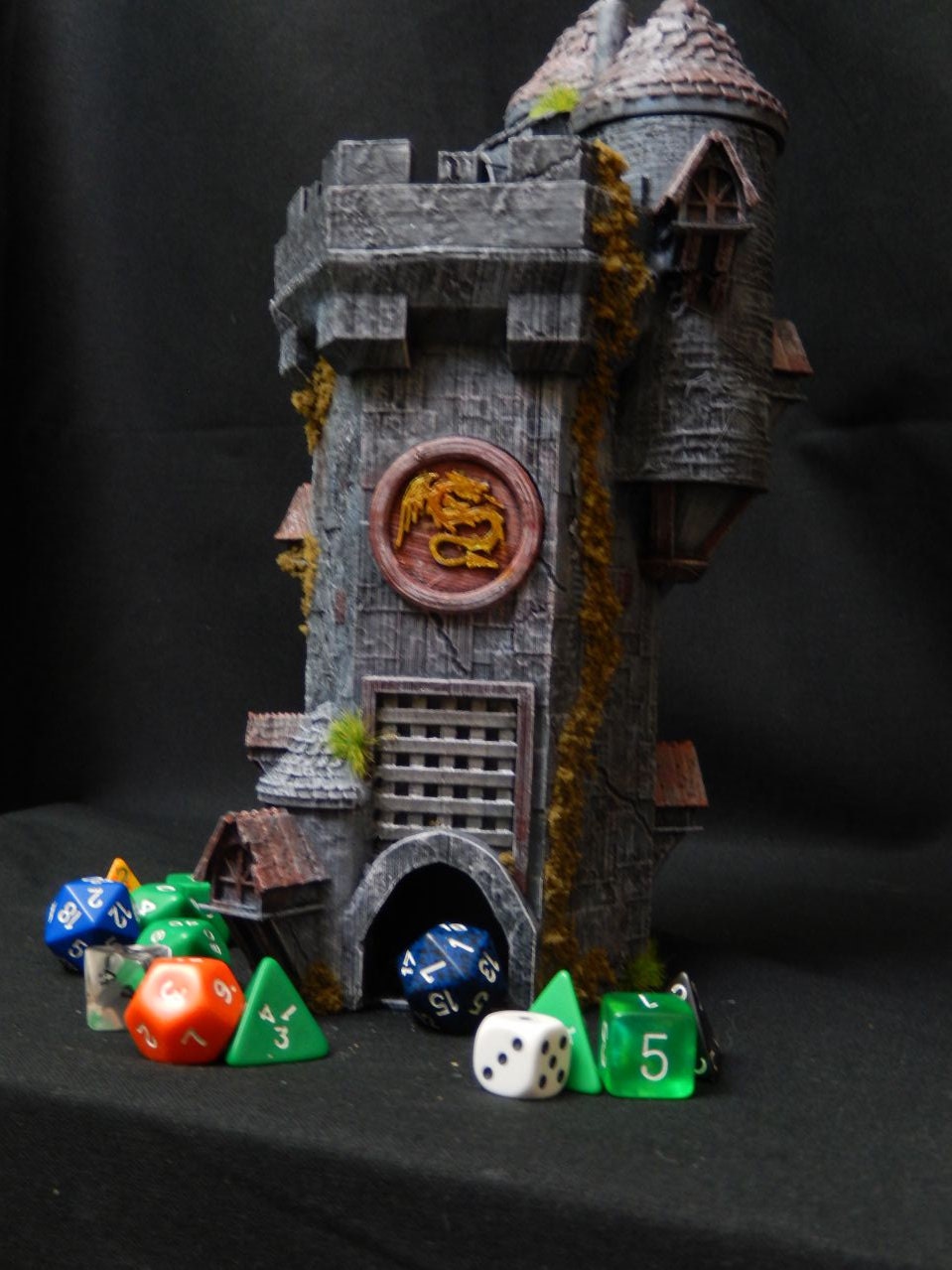 dungeons and dragons, age of Sigmar, 40k Painted wizard dice tower & storage 