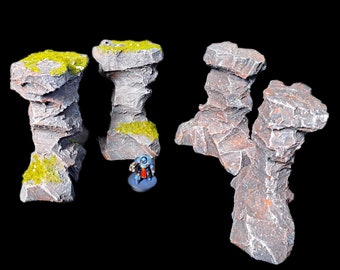 Hand Painted Rock Pillars: Wargame Tabletop Terrain