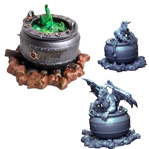 Caldero de Brujas o Warlcoks y Miniaturas de Resina Ritual de Invocación Demoníaca para Juegos de Mesa