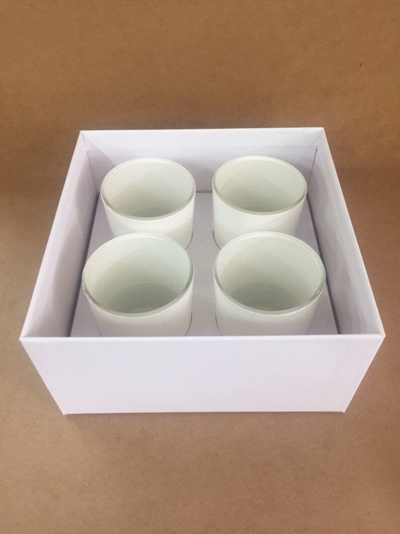 Gift Box 4 X Votive Candles White Etsy