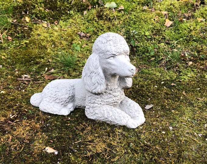 Concrete Poodle Statue, Memorial or Grave Marker, Cement Poodle Statue