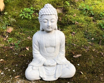 Cement Buddha Large 15'' Tall, Concrete Statue, Buddha Statue, Zen Statue, Zen Garden Decor, Spiritual Decor