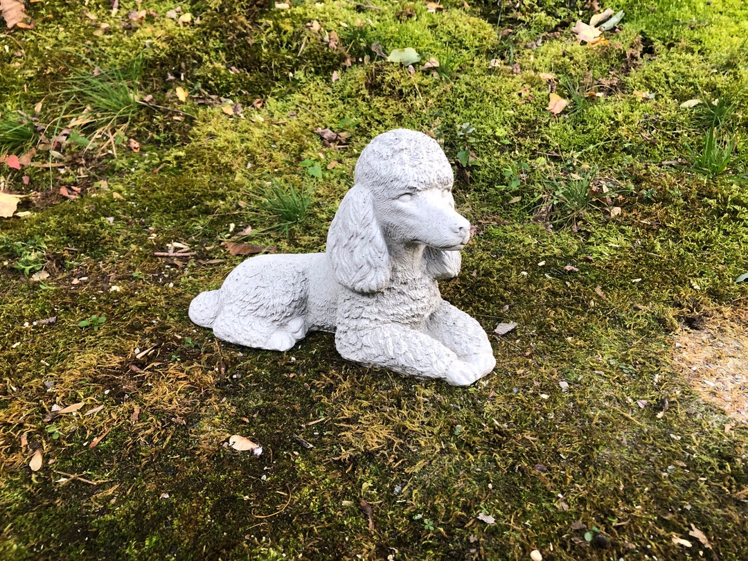 Concrete Poodle Statue, Memorial or Grave Marker, Cement Poodle Statue